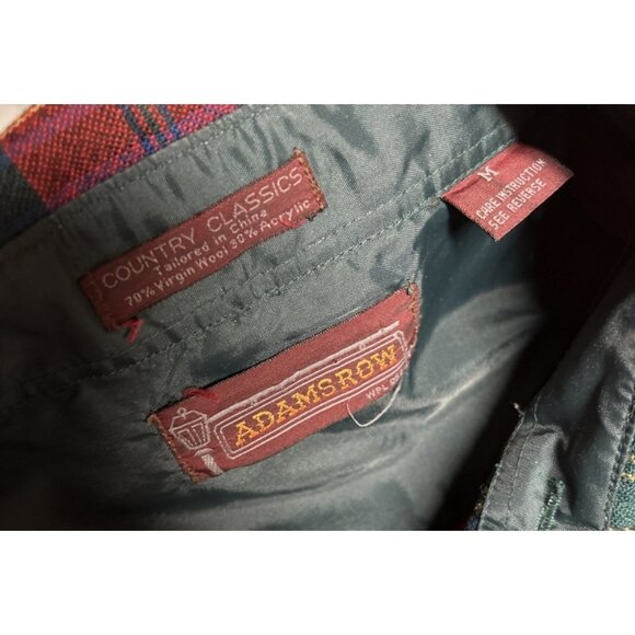 Vintage Adams Row Men’s M Wool Blend Red Plaid Button Shirt AdamsRow - Picture 3 of 5